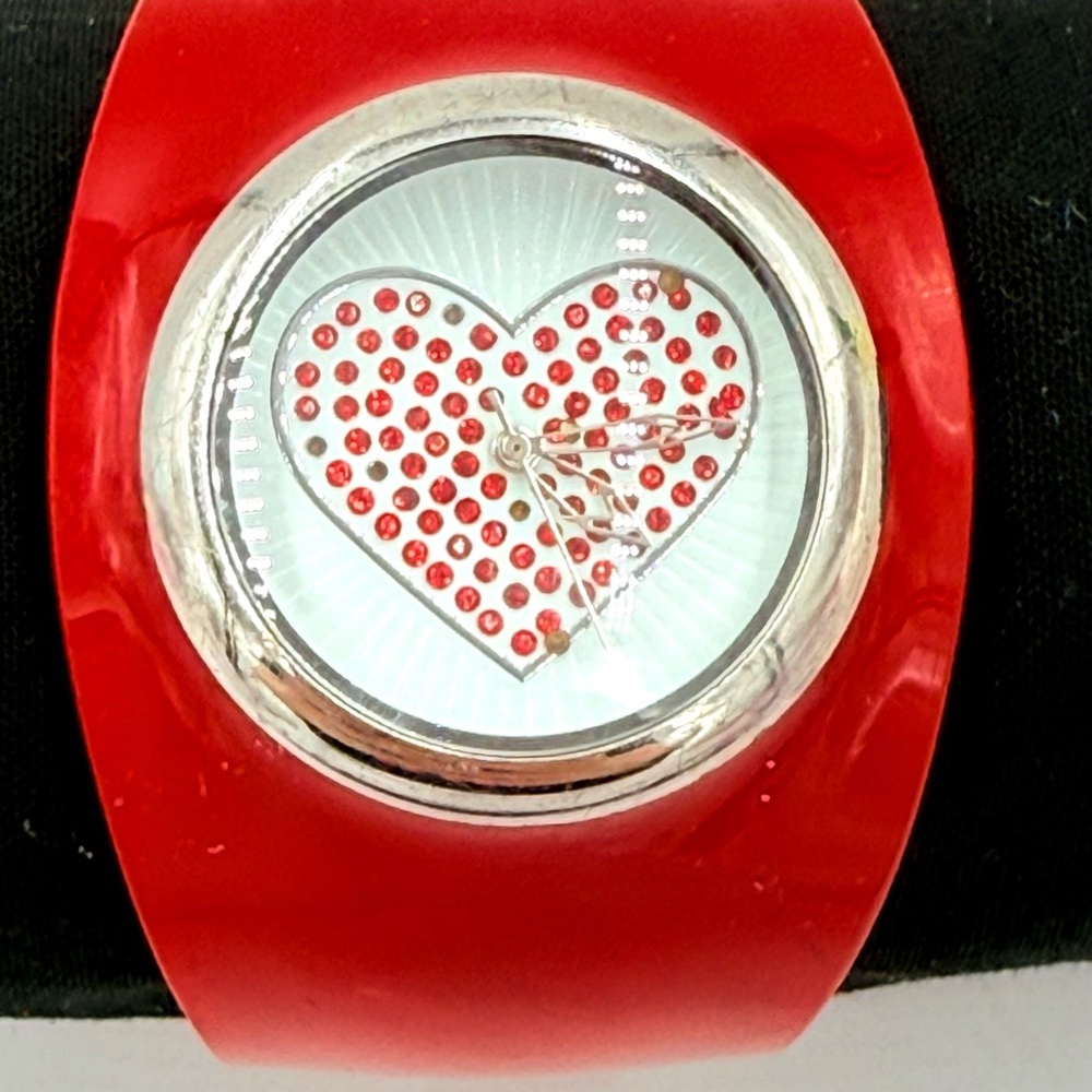 Red Heart Watch with Acrylic Band & Crystal Accents Water Resistant